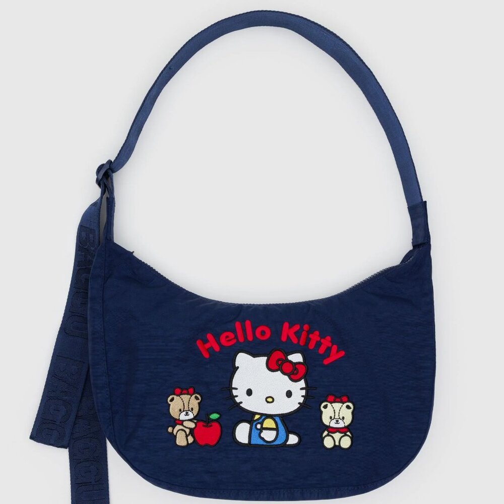 Baggu x Sanrio Hello Kitty and Teddy Embroidered Medium Nylon Crescent Bag